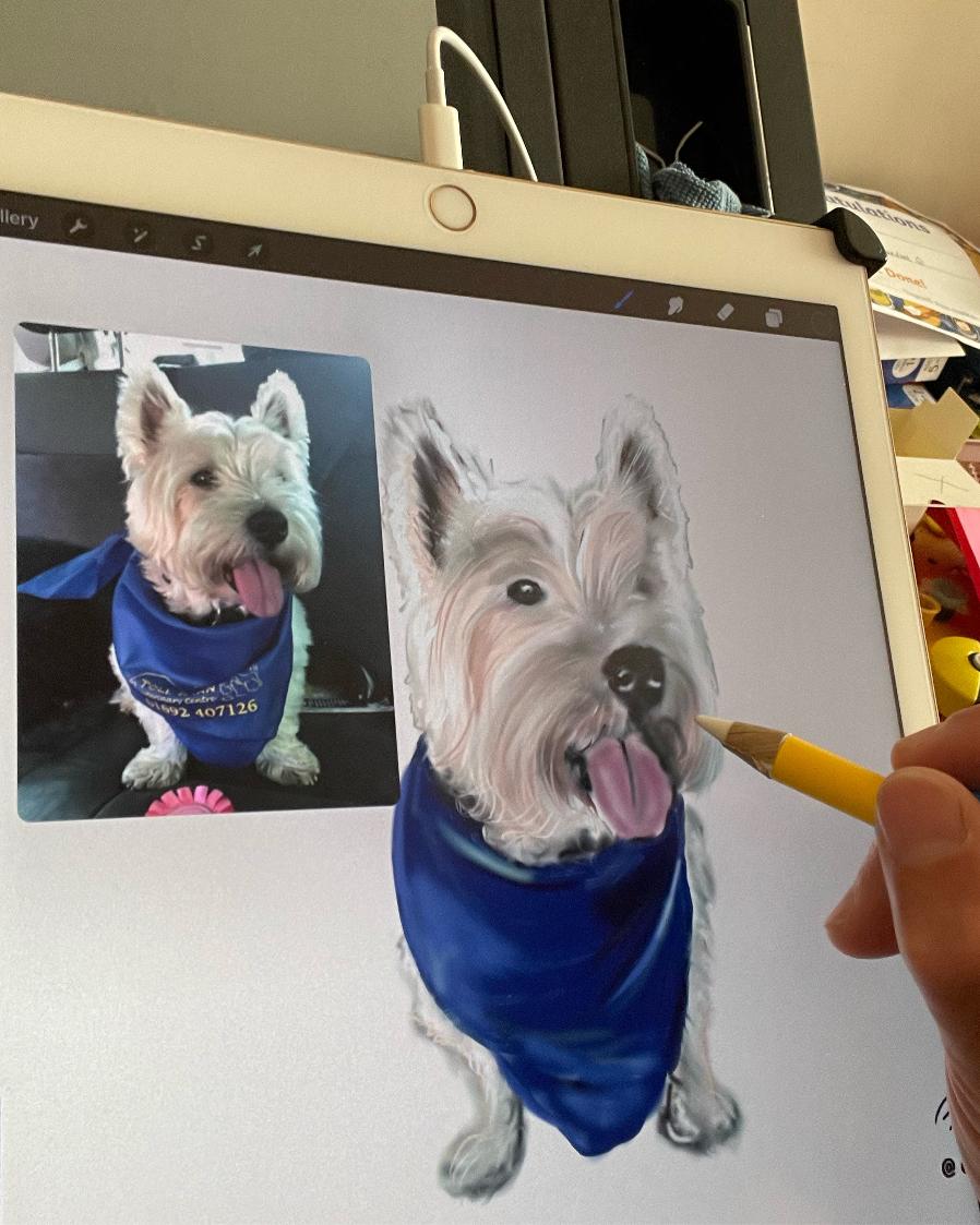 iPad digital art is hand drawn with an Apple Pencil