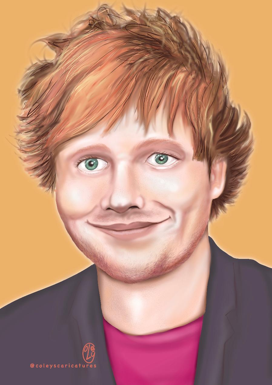 Eddd Sheeran portrait image drawn on the iPad 